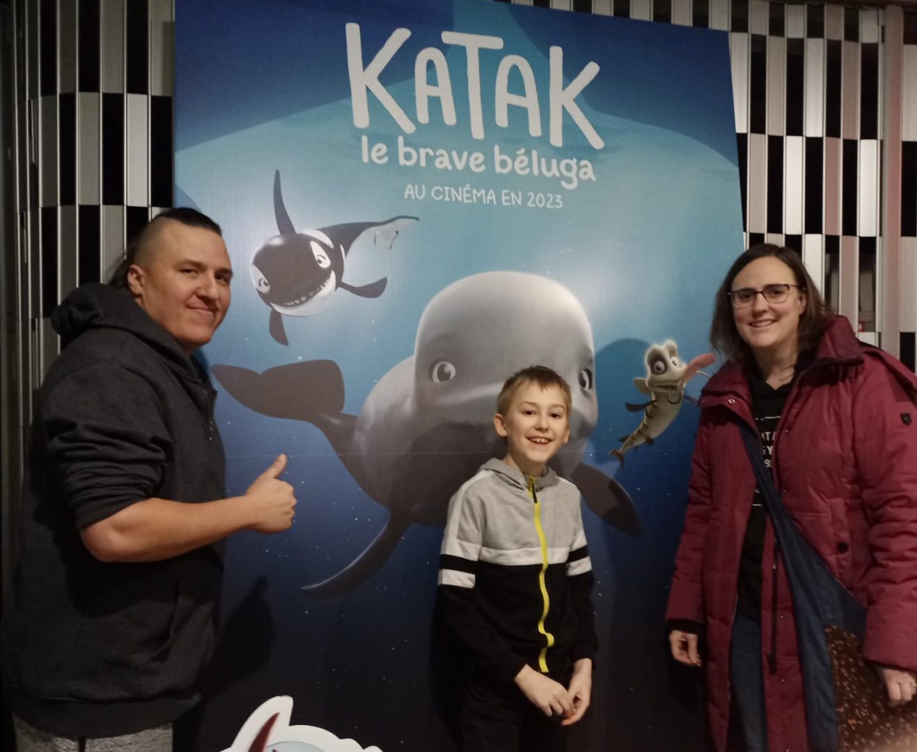 La famille Desmarais-Masson à l’avant-première du film d’animation québécois Katak, le brave béluga à la Maison du cinéma de Sherbrooke le 12 février dernier.
