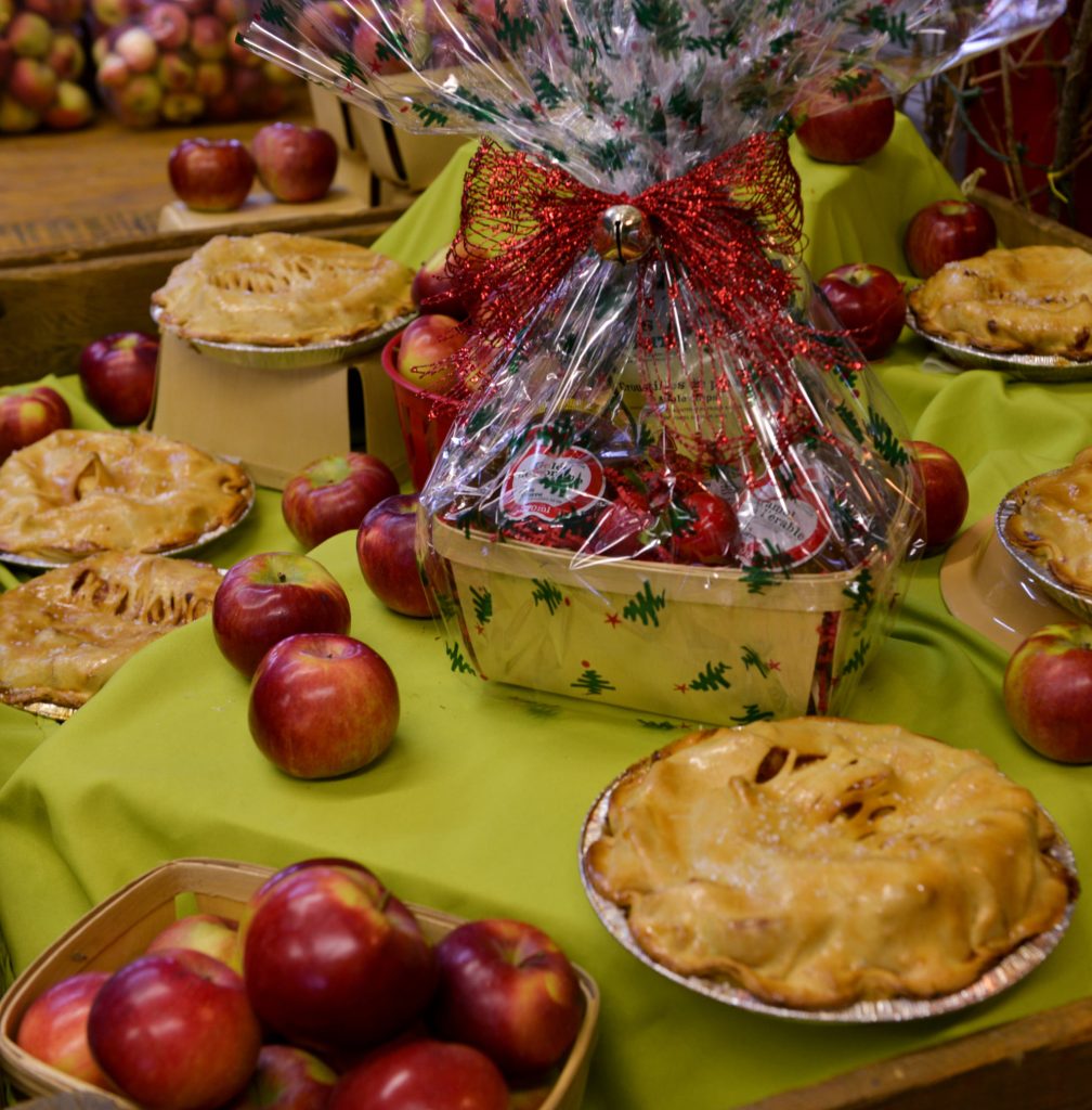 sélection de produits de la pomme, tarte, paniers cadeaux