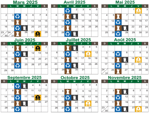 Calendrier des collectes 2025