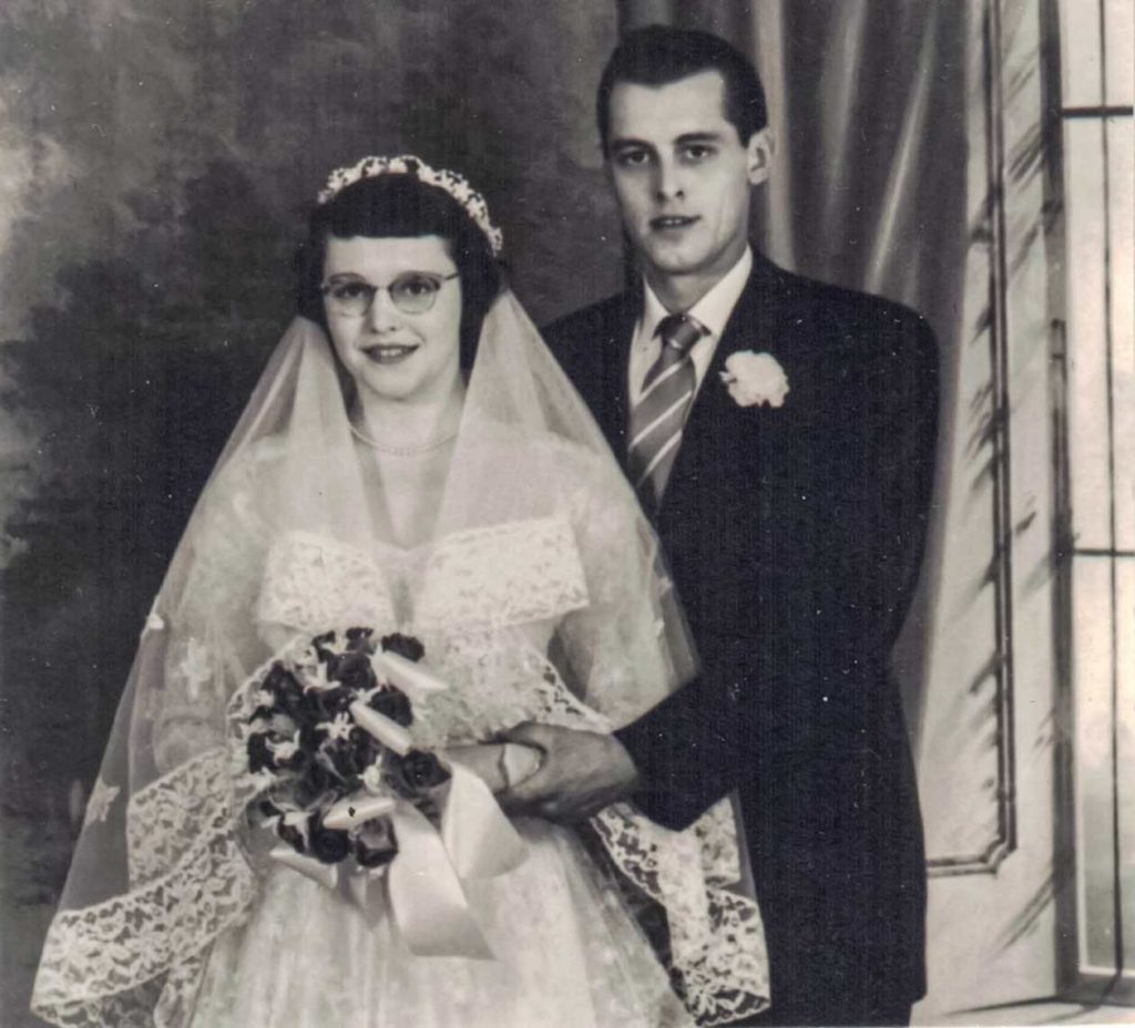 Un photo d'archive du mariage de René Mégré et Janet en 1955